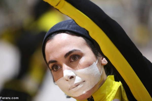 (تصاویر) ابتکار عجیب زنان بدنساز در تهران؛ نقاشی به جای ماسک